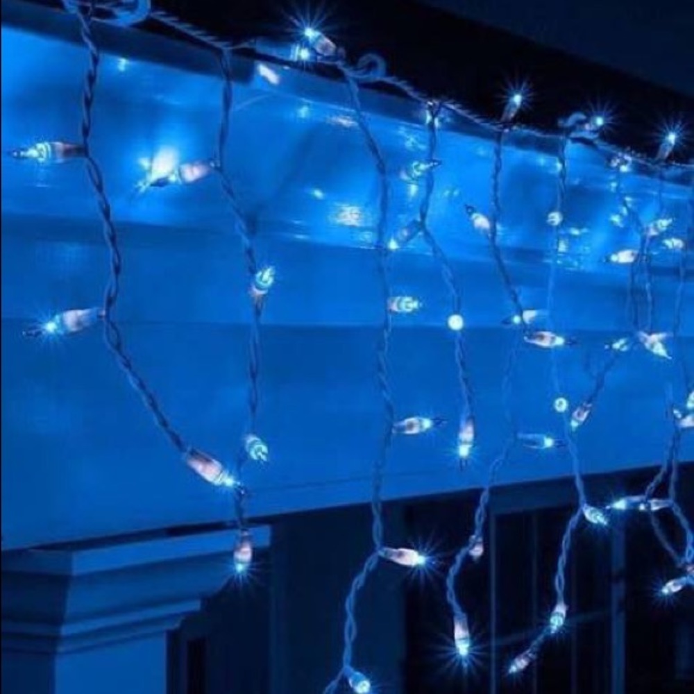 Icicle lights frosted blue